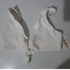 Frankie's Bikinis White Ribbed Bikini Top